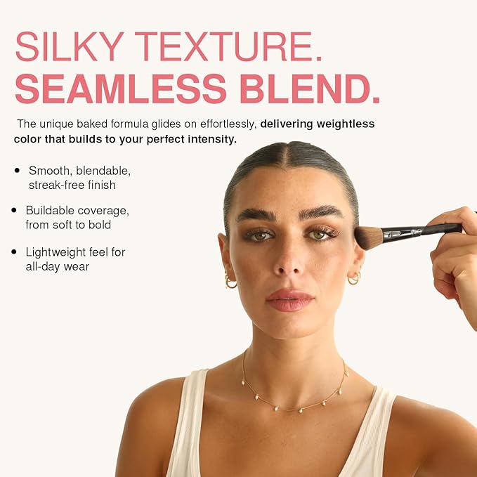Palladio Baked Blush, Highly Pigmented Shimmery Formula, Easy to Blend and Highly Buildable, Apply Dry for a Natural Glow or Wet for a Dramatic Luminous Look, Long Lasting for All day Wear, Berry