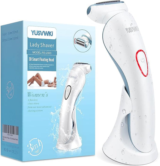 Electric Shaver for Women Electric Razors for Legs Bikini Trimmer Underarm Public Hairs Rechargeable Womens Shaver Wet Dry Use Painless Cordless with Detachable Head