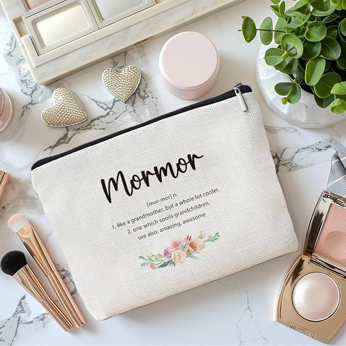 MOTERMATE Mormor Gifts Makeup Bag, Mormor Gifts for Christmas from Grandkids Cosmetic Bag for Women, Best Grandma Gift from Granddaughter Grandson Toiletry Bags Zipper Makeup Pouch