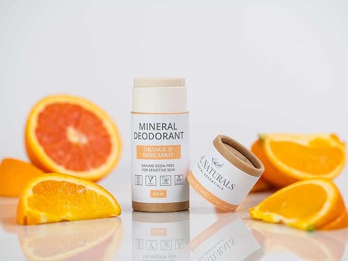 J&L Naturals Mineral Deodorant | Baking Soda-Free, 100% Natural, Sustainable Skin Care | Sensitive Deodorant For Women & Men | Aluminum Free, Vegan, Cruelty-Free (Orange & Bergamot, 3 Oz (Pack of 1))