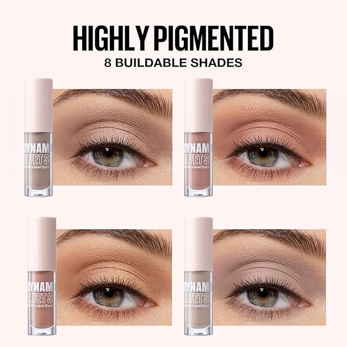 Erinde Liquid Eyeshadow Matte - 8 Colors Liquid Eye Shadow Base Beige, Neutral Naked Buildable Blendable Crease-Proof Cream Eyeshadow, Waterproof Long-Lasting Eye Makeup, Vegan & Cruelty-Free