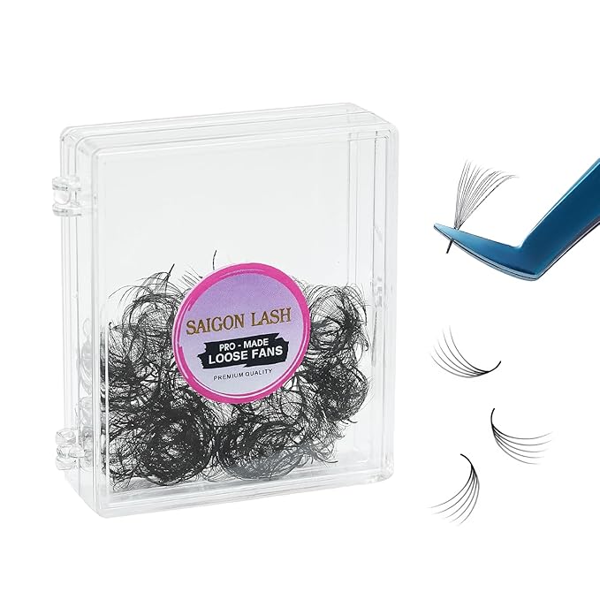500 pcs Narrow Promade Loose Fans – 5D Volume 0.07 C Curl, 8–19 mm Mixed Length, Matte Black Handmade Lash Extensions, Thick Wispy Lashes for Pros (Black-C-0.07-17mm)