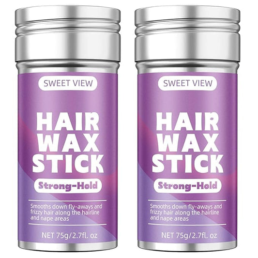 2PCS Hair Wax Stick, Flexible Hold Slick Back Hair Pomade/Balm for Tame Flyaways, Frizz, Sleek Ponytail, Bun, Styling Accessory Cream/Gel for Girls