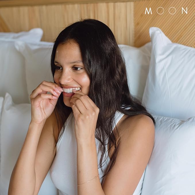 MOON Dissolving Teeth Whitening Strips, 56 No Rinse White Strips, Peppermint, Hydrogen Peroxide & Essential Oils, Whiten Sensitive Teeth up to 7 Shades in 2 Weeks, Travel Essentials, Vegan Oral Care