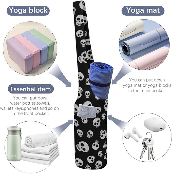 Yoga Mat Bag for Women, Stylish Yoga Mat Tote Sling Carrier Bag, Long Strap Exercise Mats Totes Sport Storage Bag