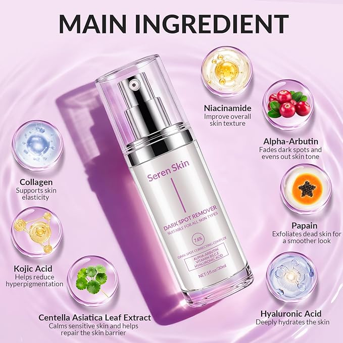 Dark Spot Remover for Face and Body, Dark Spot Corrector for Melasma, Acne Scars, Sun Spots and Age Spots, Hyperpigmentation Treatment Vitamin C Dark Spot Correcting Glow Serum, 1.0 fl oz