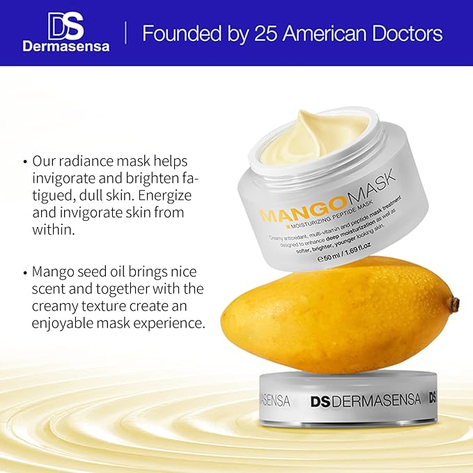 DS Dermasensa Moisturizing Peptide Mask, Brightening Rinse Off Mask with Vitamin A, C and E, Anti Aging Face Mask for Brighter Younger Bouncy Skin with Radiance