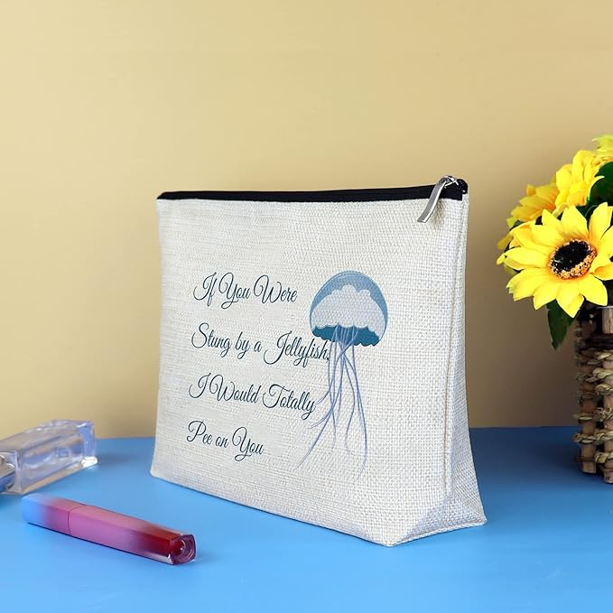 Funny Best Friends Friendship Gifts Jellyfish Lover Gifts Makeup Bag Cosmetic Bag for Women Christmas Graduation Birthday Gifts for Friend Bestie BFF Sister Gifts True Friends Gifts Travel Pouch