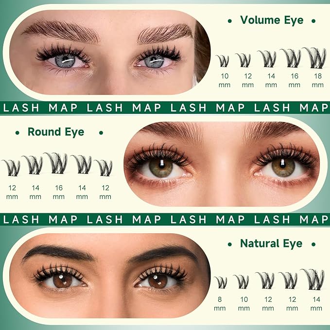 KEYYOU LASH Eyelash Clusters Flora Lashes Clusters D Curl Cluster Eyelash Extensions 8-18mix False Eyelashes 144pcs Ultra-Lightweight Wispy Natural Lash Cluster with Spikes（F01，8-18mm）