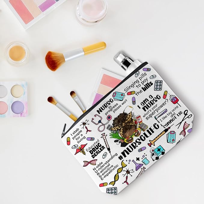 Inspirational Nurse Makeup Bag, Nurse Accessories for Work Cosmetic Bag, Nurses Gifts for Women, Nursing RN Gifts for Nurses Nursing Practitioner Birthday Christmas