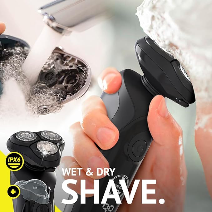 MANECODE® Electric Razor for Men - Shaver with Floating 8 Contouring Technology® IQ Cleaning Sensor® (Charging Station)