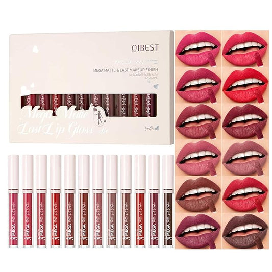 12 Colors Lip Gloss Set for Women, Hydrating Shiny Lip Glaze with High Pigment, Moisturizing Non-Sticky Lip Tint Set, Glossy & Nude Shades for Daily Makeup, Long-Lasting Lip Color Gift Kit (Set B)