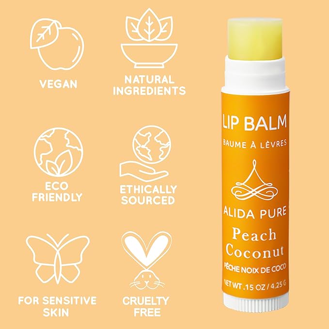 Peach Coconut Lip Balm Collection, Vegan Lips,
