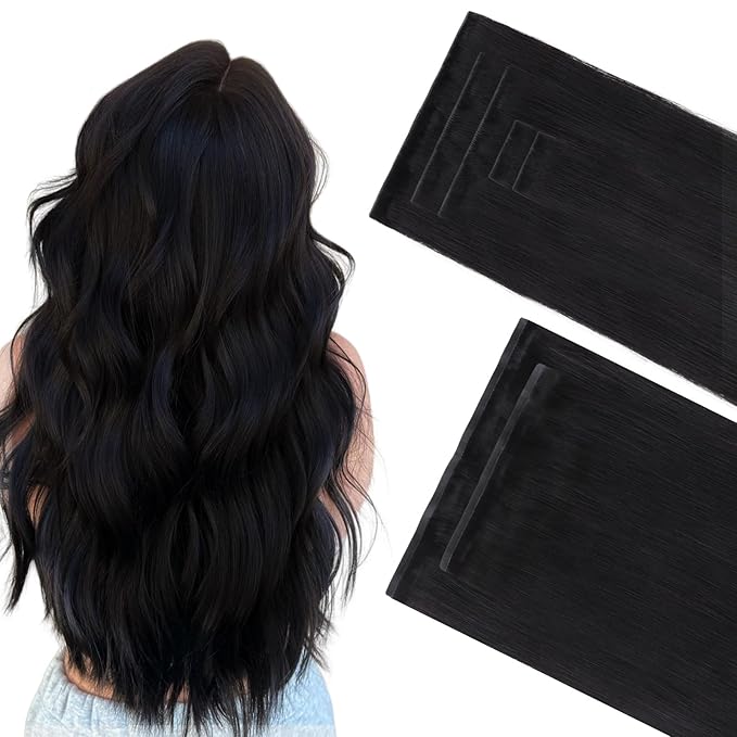 GOO GOO Invisi Edge Clip in Hair Extensions Set, 20inch 150g, 5pcs Injected Seamless PU Clip ins and 2pcs Classical PU Clip ins, Virgin Real Human Hair, #1