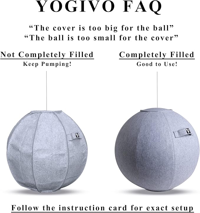 Sitting Ball Chair for Office and Home, Pilates Exercise Yoga Ball with Cover for Balance, Stability and Fitness, Ergonomic Posture Exercise Ball Seat with Handle and Pump