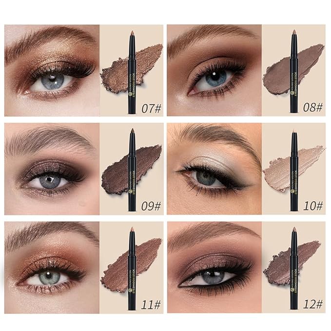YOUNG VISION Eyeshadow Stick, Shimmer and Matte Cream Eye Shadow Brightener Sticks Eyeliner Pencil Crayon, Waterproof Long Lasting Eye Highlighter Stick Makeup,0.056 Oz(#3-Desert) (02)
