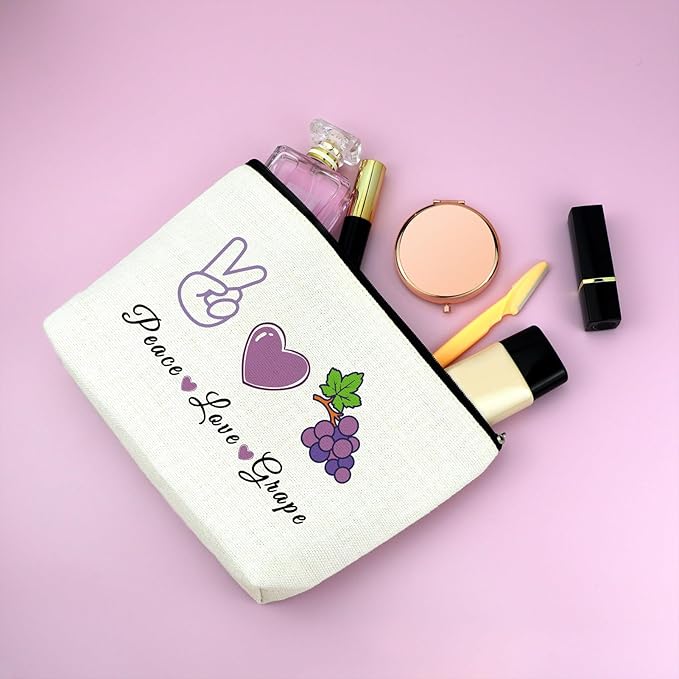 Mxrymvu Fruit Lover Gifts Makeup Bag Gifts for Grape Lovers Fruit Themed Gifts for Adults Cosmetic Bag Friendship Gift for Girls Fruit Gifts for Women Birthday Party Gift Travel Pouch