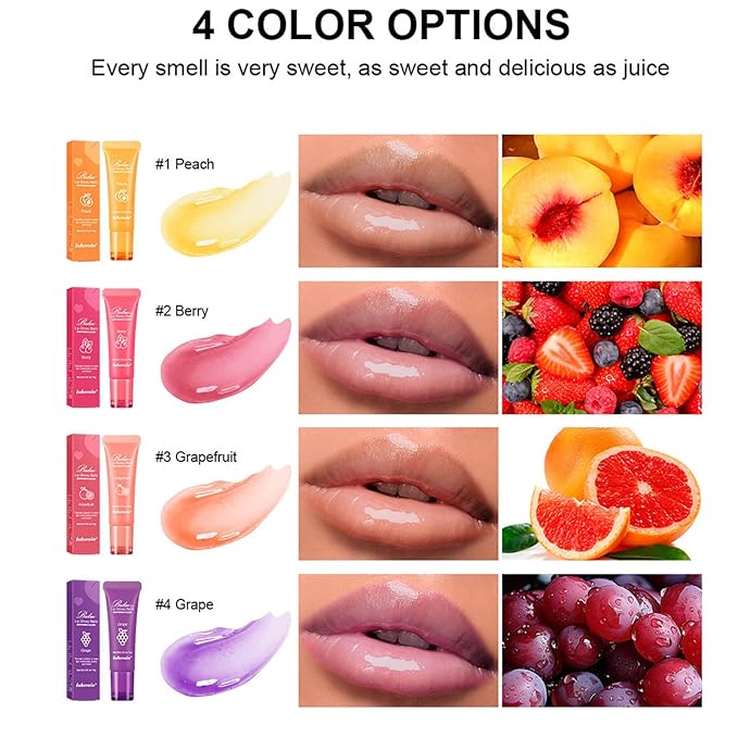 Lip Glowy Balm,4 Pack Fruit Glowy Lips