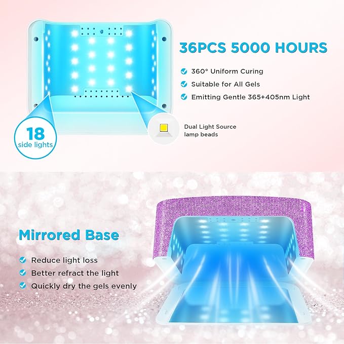 Cordless uv nail lamp, rechargeable