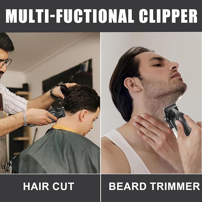 VGR 197 Professional Hair Clippers for Men, Cordless & Corded Barber Clippers with Ceramic Stainless Steel Blades, LED Indicator, Hair Cutting Kit with 6 Guide Combs & Grooming Accessories