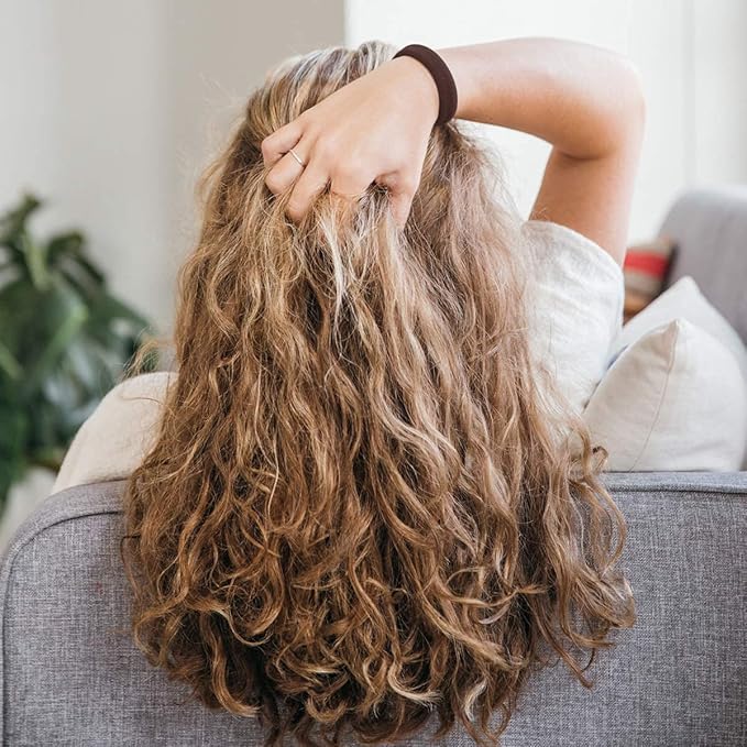 Burlybands Large Hair Ties for Thick, Heavy or Curly Hair - Non-Slip, Non-Damage, Seamless Women's Ponytail Scrunchies - Brown, 3 Pcs