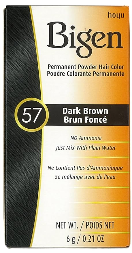 Bigen Powder Hair Color #57 Dark Brown 0.21oz (6 Pack)