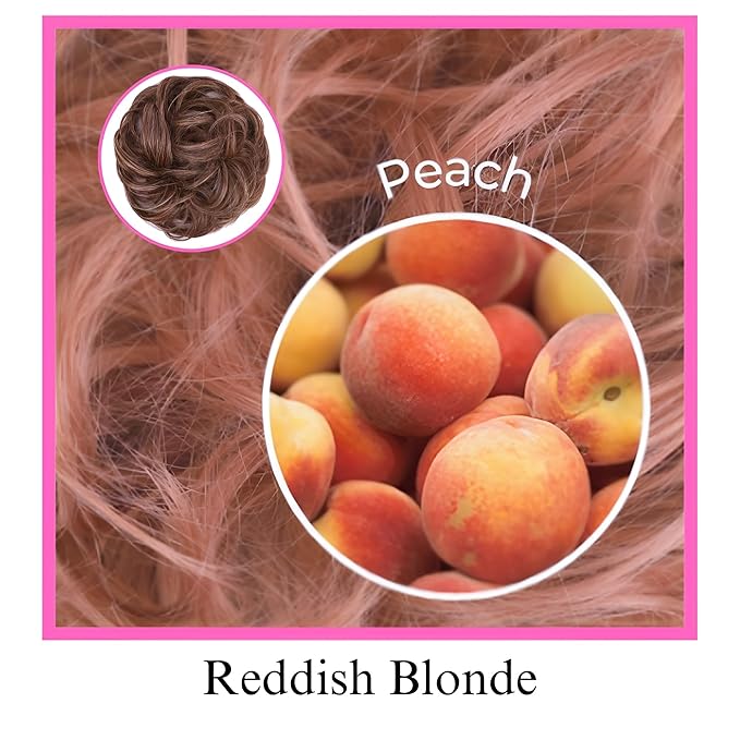 Juvabun Messy Bun 2.0 Reddish Blonde Hair Bun Extension Soft Messy Bun Scrunchie Washable Lightweight for Women Updos
