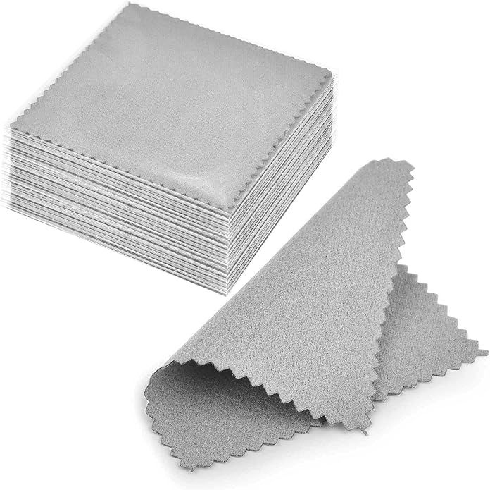 SEVENWELL 50pcs Jewelry Cleaning Cloth Pink Polishing Cloth for Sterling Silver Gold Platinum Small Polish Cloth 8x8cm