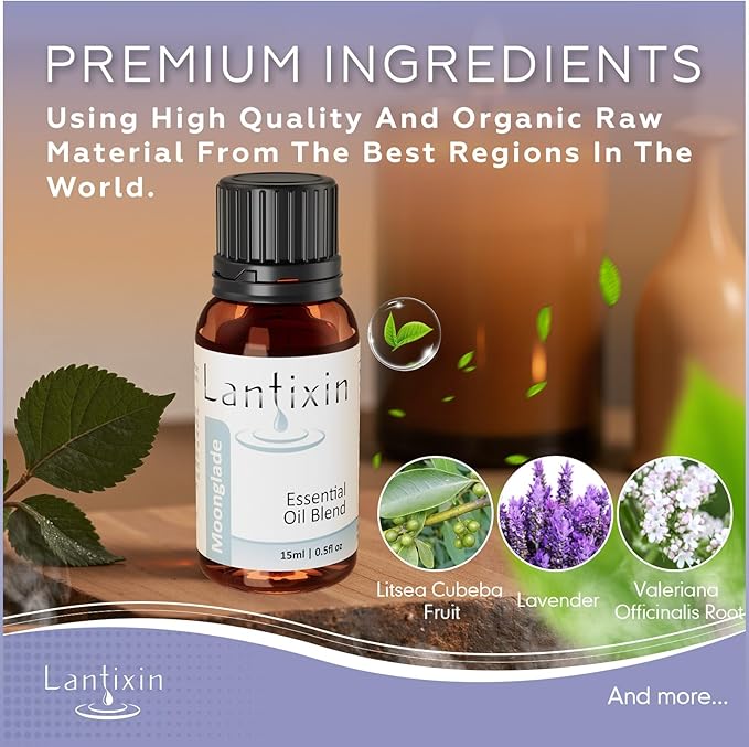 Lantixin Moonglade Soothing Essential Oil Blend for Diffusers – Lavender, Rosemary & Anthemis Nobilis Flower Essential Oil for Hotel, Home – Premium Scent – 0.5 oz