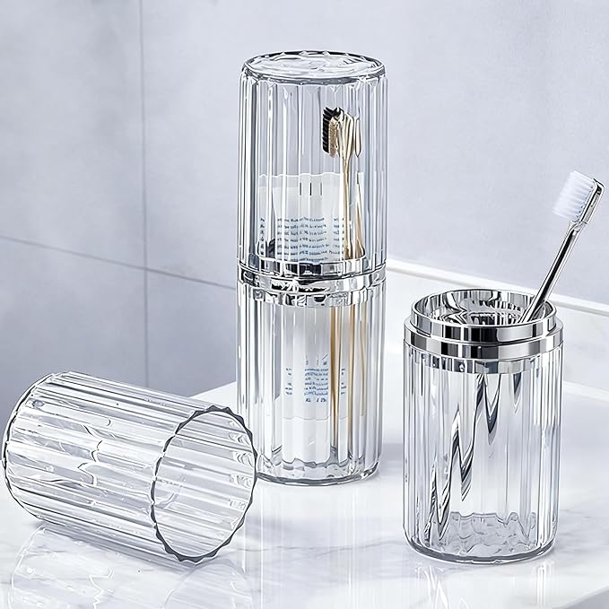 Toothbrush Travel Case Portable Travel Toothbrush Holder, Large Travel Toothbrush Cup, Travel Toothpaste Container for School, Camping, Business Trip Bathroom
