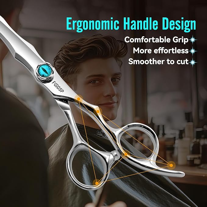 Professional Hair Scissors 6” Barber Shears Japan VG10 Fine Cutting Blades Hair Cutting Scissor Professional Barber Shear for Men and Women Straight Haircut Scissors