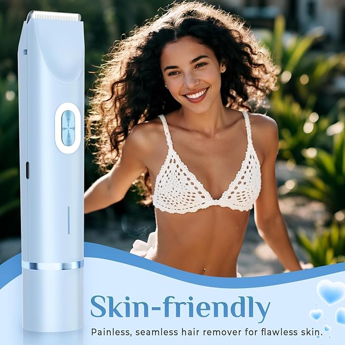 New 2-in-1 Electric Bikini Trimmer for Men - Dual Head Electric Razor,Waterproof Painless Bikini Shaver, Pubic Hair Trimmer for Private Area & Body Hair, Gifts for Men,Blue