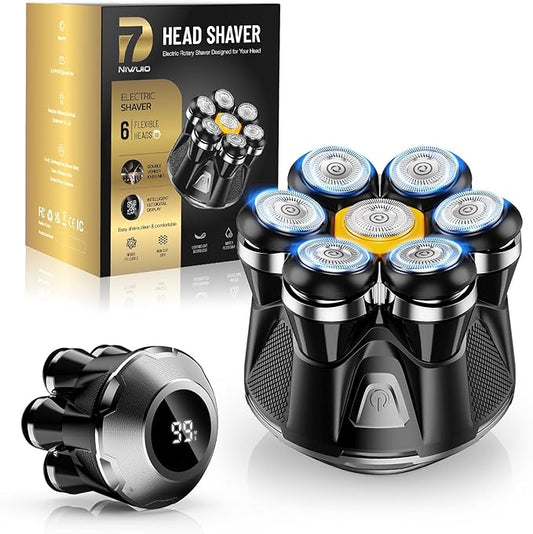 Head Shaver for Bald Men: Upgrade Electric Bald Razor -IPX7 Wet Dry Shaving- 7 Floating Heads for Ultimate Comfort - Rechargeable Grooming Kit for Scalp/Face/Beard-Close Shaving