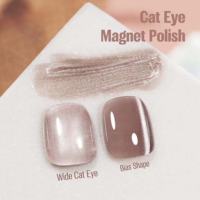 Cat Eye Nail Polish 15ml Quick Drying Nail Polish with Magnet Regular Champagne Cateye Air Dry Oil-Base Glossy Magnetic Nails Polish Non Gel DIY Nail art Home Salon
