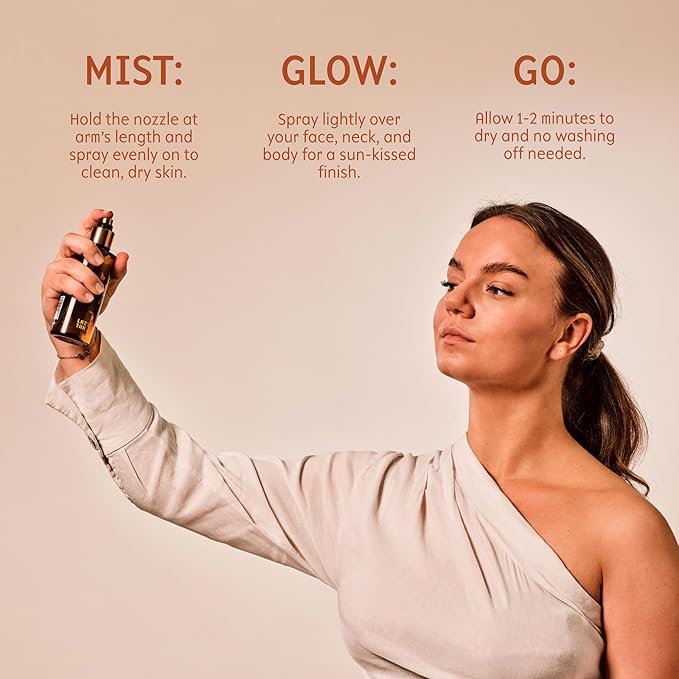 Lazy Tan Face Tan Mist - Self Tanning Mist, Waterproof, Effortless and Natural Looking, Gradual Sun Kissed Glow, Suitable for Face and Body, Hydrating Moisturiser with Vitamin C and Vitamin E