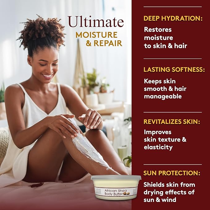 Okay White Shea Butter for Hair and Skin - Raw African Shea Butter for Women and Men, Daily Moisturizer for Face and Body, Helps with Stretch Marks, Soothes Dryness - 7.5 Oz Jar (Pack of 2)