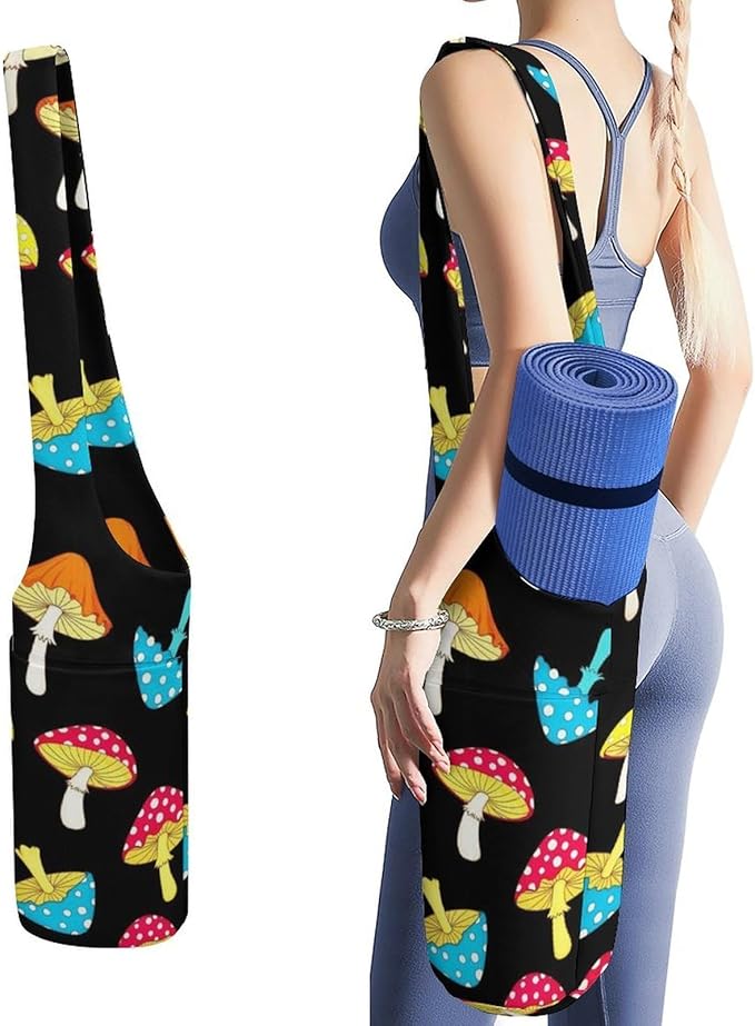 Yoga Mat Bag for Women, Stylish Yoga Mat Tote Sling Carrier Bag, Long Strap Exercise Mats Totes Sport Storage Bag