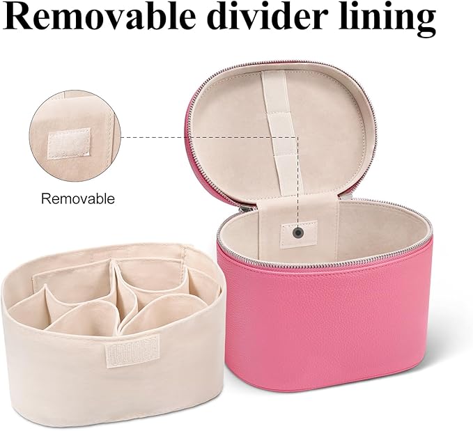 honitty Makeup Bag, Travel Make up Case with Compartments and Handle, Portable Cosmetic Organizer Bags,Toiletry Bag for Women