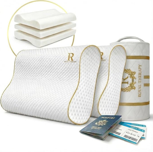 2-Pack Travel Memory Foam Pillow, Camping, Cervical for Pain, Contour, Pillow for Neck and Shoulder, Neck