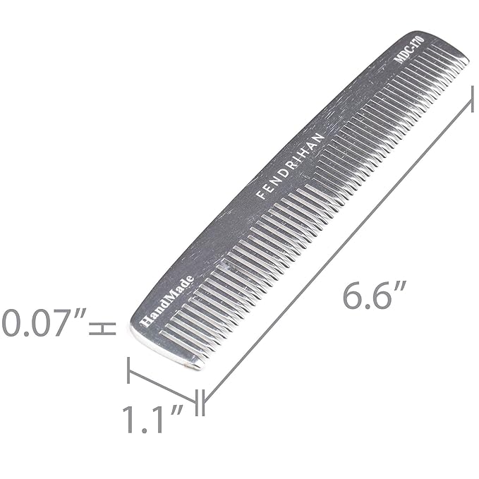 Fendrihan Sturdy Metal Double Tooth Barber Grooming Comb (6.6 Inches)