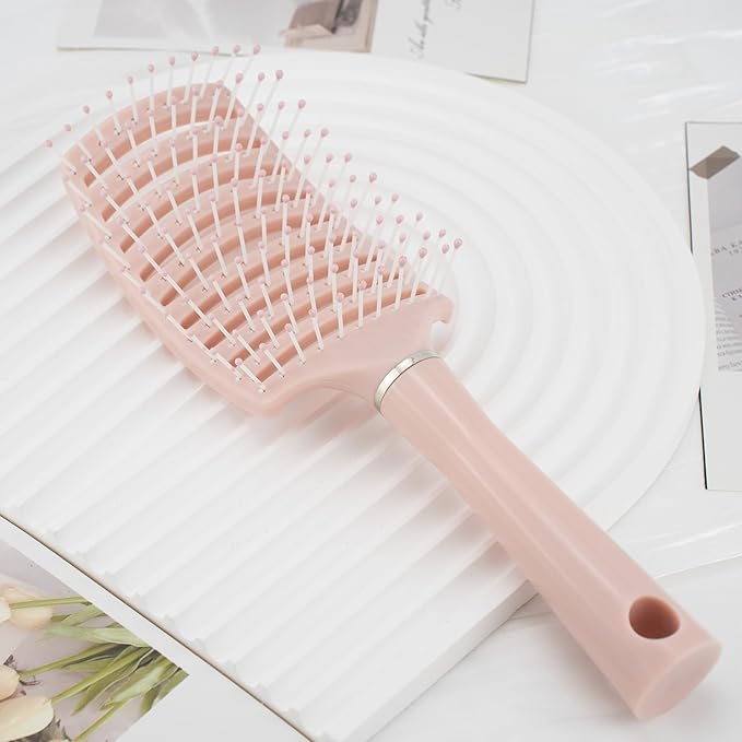 Neutral Tones Hair Accessories Set - 9 Medium Hair Clips (Arched & Triangle), 1 Hair Brush | Non-Slip Hair Clips for Thin Hair (Soft Pink, Beige, Brown)