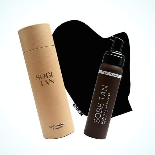 Sobe Tan Self-Tanner | Clean, Natural, Streak-Free Caramel Tan | Only 7 Ingredients - No Nasties | With a Natural Caramel Color Guide for Flawless Application | The Cleanest Mousse on the Market