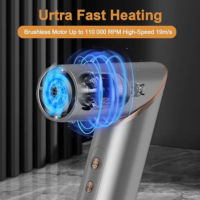 5 in 1 Hair Styler Curler & Air Dryer Brush, High-Speed Negative Ionic Foldable Hair Dryer Fast Drying, Multi Professional Hot Air Styler for Curling Volumizing Straightening Styling (Grey)