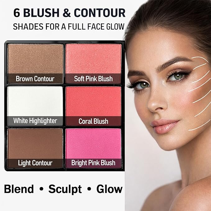 74 Colors Makeup Palette with 10-Piece Makeup Brush Set – All-in-One Full Face Makeup Kit, Eyeshadow, Lip Color, Blush & Contour Set, Gift for Women