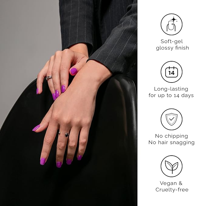 NAILOG Semi Cured Gel Nail Strips (20 Extra Long Polish Stickers/Wraps) │ Glossy & Long Lasting Soft Gel Finishing, Kiko