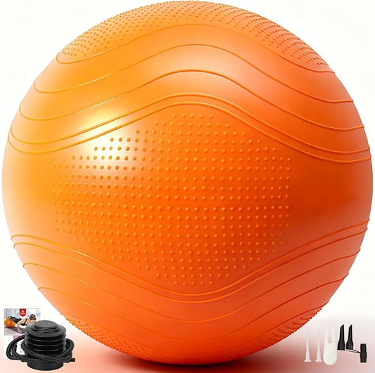 Gruper Yoga Ball, Multiple Sizes Non Slip Exercise Ball for Workout, Birthing, Balance, Stability, Pregnancy, 2200LB Capacity, Anti Burst Chair for Home and Office, Includes Quick Pump & Fitness Guide