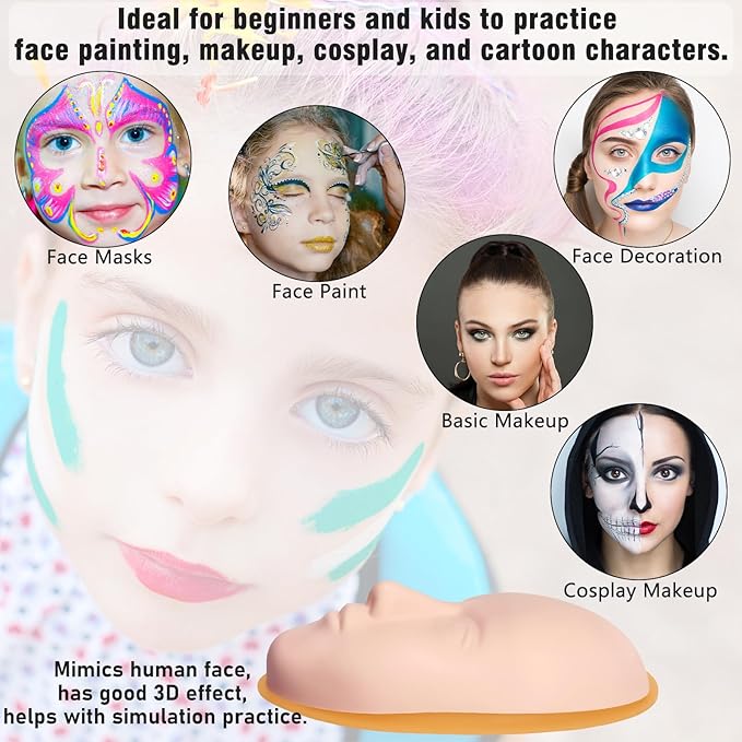 Silicone Makeup Practice Face, 8 Makeup Mannequin Face,