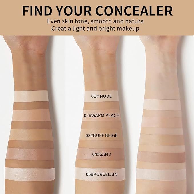 2 Pcs Liquid Concealer Makeup, Eye Concealer, Full Coverage Concealer For Dark Circle Reduces Look of Fine Lines & Blemishes, Buildable Coverage (PORCELAIN)