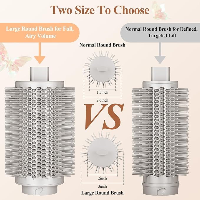 Upgraded Large Round Volumizing Brush for Shark FlexStyle Attachment, Big Barrel Round Brush Compatible with Shark Flex Style, Fast Blowouts Smooth Bends Full Volume Tool for All Hair Type