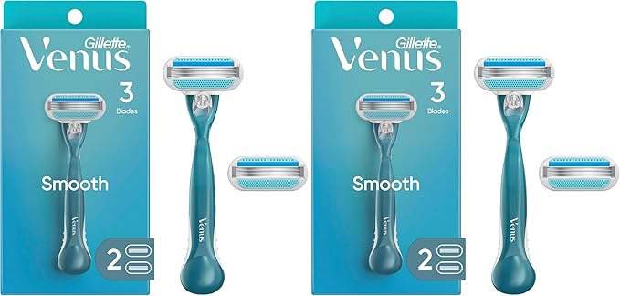 Gillette Venus Women's Razor, 1 Handle + 2 Refills, Pack of 2 | Smooth